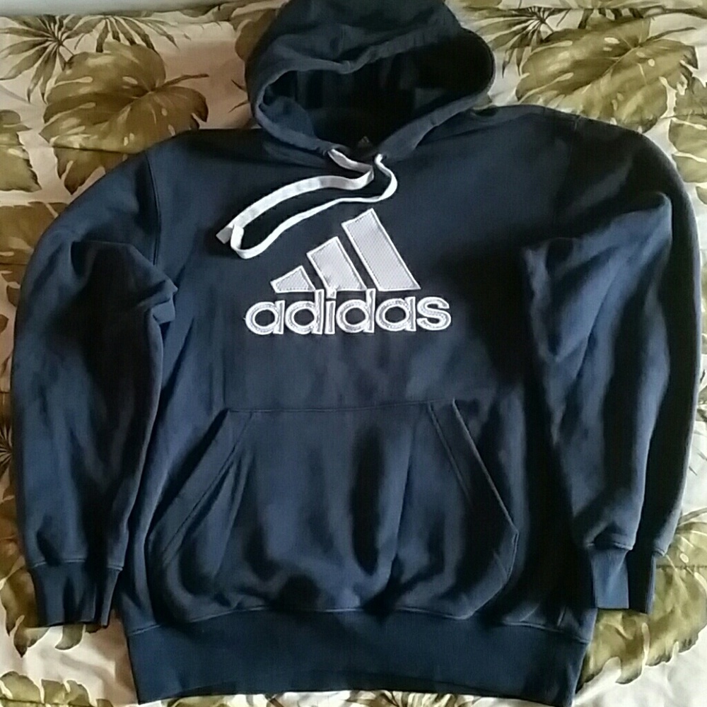 Adidas Navy Blue Hooded Sweatshirt